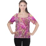 Pink blend Cutout Shoulder T-Shirt