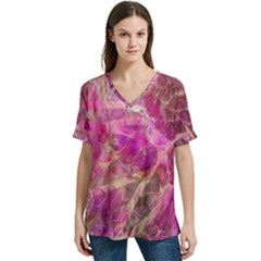 V-Neck Split Shoulder Casual T-Shirt 