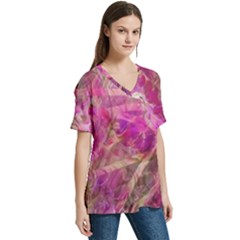 V-Neck Split Shoulder Casual T-Shirt 