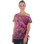 Pink blend Off Shoulder Tie-Up T-Shirt