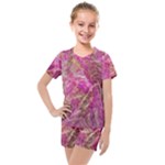 Pink blend Kids  Mesh T-Shirt and Shorts Set