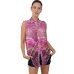 Pink blend Sleeveless Chiffon Button Shirt