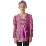 Pink blend Kids  V Neck Casual Top