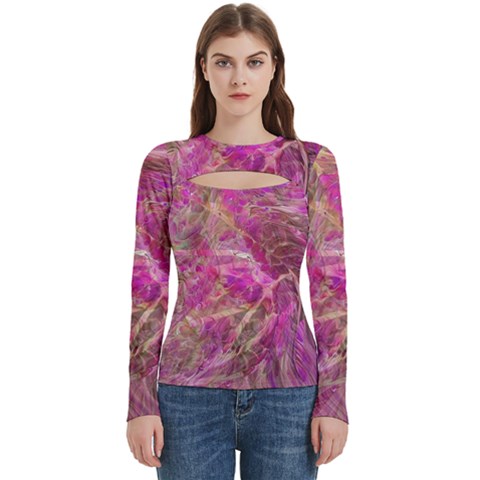 Pink blend Women s Cut Out Long Sleeve T