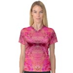 Pink Pour  V-Neck Sport Mesh T-Shirt