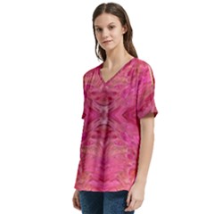 V-Neck Split Shoulder Casual T-Shirt 