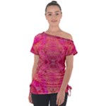 Pink Pour  Off Shoulder Tie-Up T-Shirt