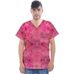 Pink Pour  Men s V-Neck Scrub Top