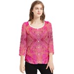 Pink Pour  Chiffon Quarter Sleeve Blouse