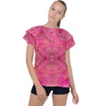 Pink Pour  Ruffle Collar Chiffon Blouse