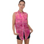 Pink Pour  Sleeveless Chiffon Button Shirt
