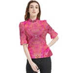 Pink Pour  Frill Neck Blouse