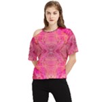 Pink Pour  One Shoulder Cut Out T-Shirt