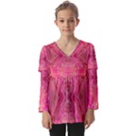 Pink Pour  Kids  V Neck Casual Top