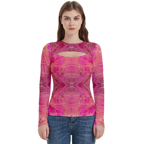 Pink Pour  Women s Cut Out Long Sleeve T