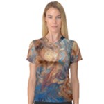 Blue flow V-Neck Sport Mesh T-Shirt