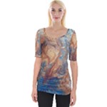 Blue flow Wide Neckline T-Shirt