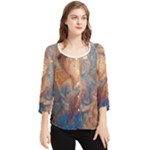 Blue flow Chiffon Quarter Sleeve Blouse