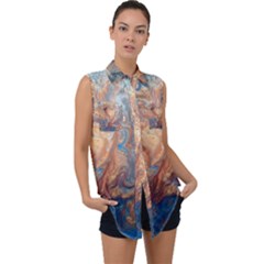 Sleeveless Chiffon Button Shirt 
