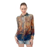 Blue flow Long Sleeve Chiffon Shirt