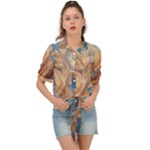 Blue flow Tie Front Shirt 
