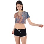 Blue flow Tie Back Short Sleeve Crop T-Shirt