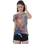 Blue flow Short Sleeve Open Back T-Shirt