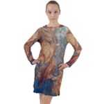 Blue flow Long Sleeve Hoodie Dress