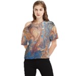 Blue flow One Shoulder Cut Out T-Shirt