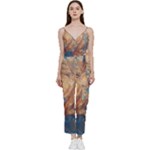 Blue flow V-Neck Camisole Jumpsuit