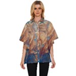 Blue flow Women s Batwing Button Up Shirt