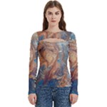 Blue flow Women s Cut Out Long Sleeve T-Shirt