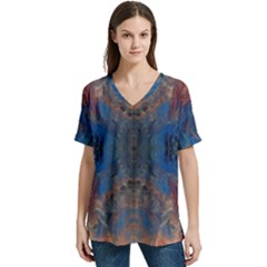 V-Neck Split Shoulder Casual T-Shirt 