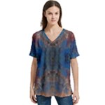 Pour Repeats V-Neck Split Shoulder Casual T-Shirt