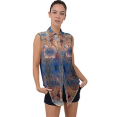 Sleeveless Chiffon Button Shirt 