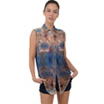 Pour Repeats Sleeveless Chiffon Button Shirt