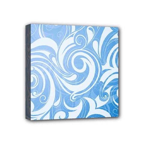 blue swirls Mini Canvas 4  x 4  (Stretched) from ArtsNow.com