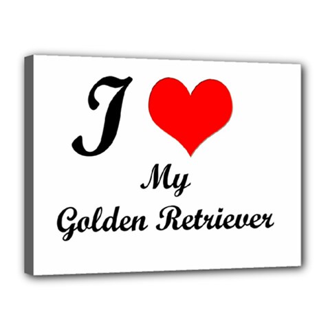 I Love Golden Retriever Canvas 16  x 12  (Stretched) from ArtsNow.com