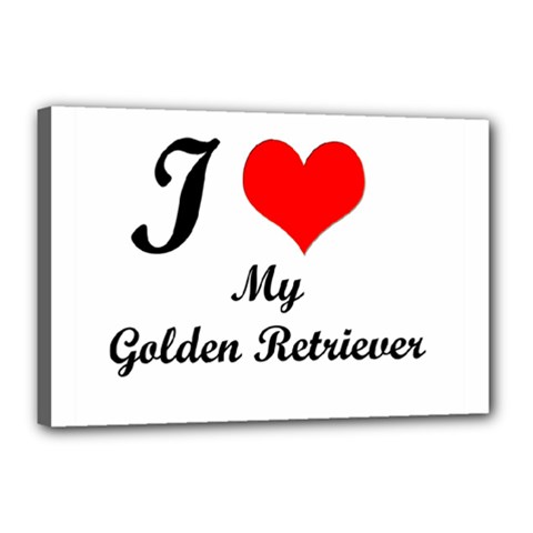 I Love Golden Retriever Canvas 18  x 12  (Stretched) from ArtsNow.com