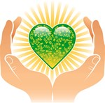 Green Heart in Hands