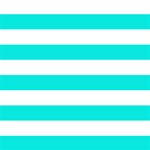 Horizontal Stripes - White and Bright Turquoise