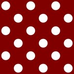 Polka Dots - White on Maroon Red