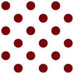 Polka Dots - Maroon Red on White