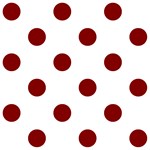 Polka Dots - Maroon Red on White