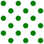 Polka Dots - Green on White