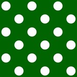 Polka Dots - White on Dark Green