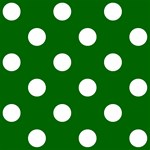 Polka Dots - White on Dark Green