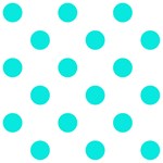 Polka Dots - Bright Turquoise on White