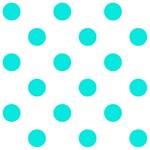 Polka Dots - Bright Turquoise on White