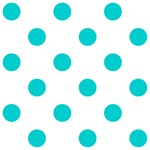 Polka Dots - Cyan on White
